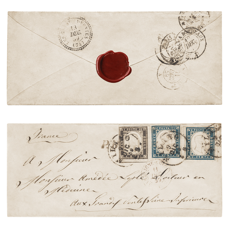 Transparent old vintage letter with seal and stamp 22479155 PNG