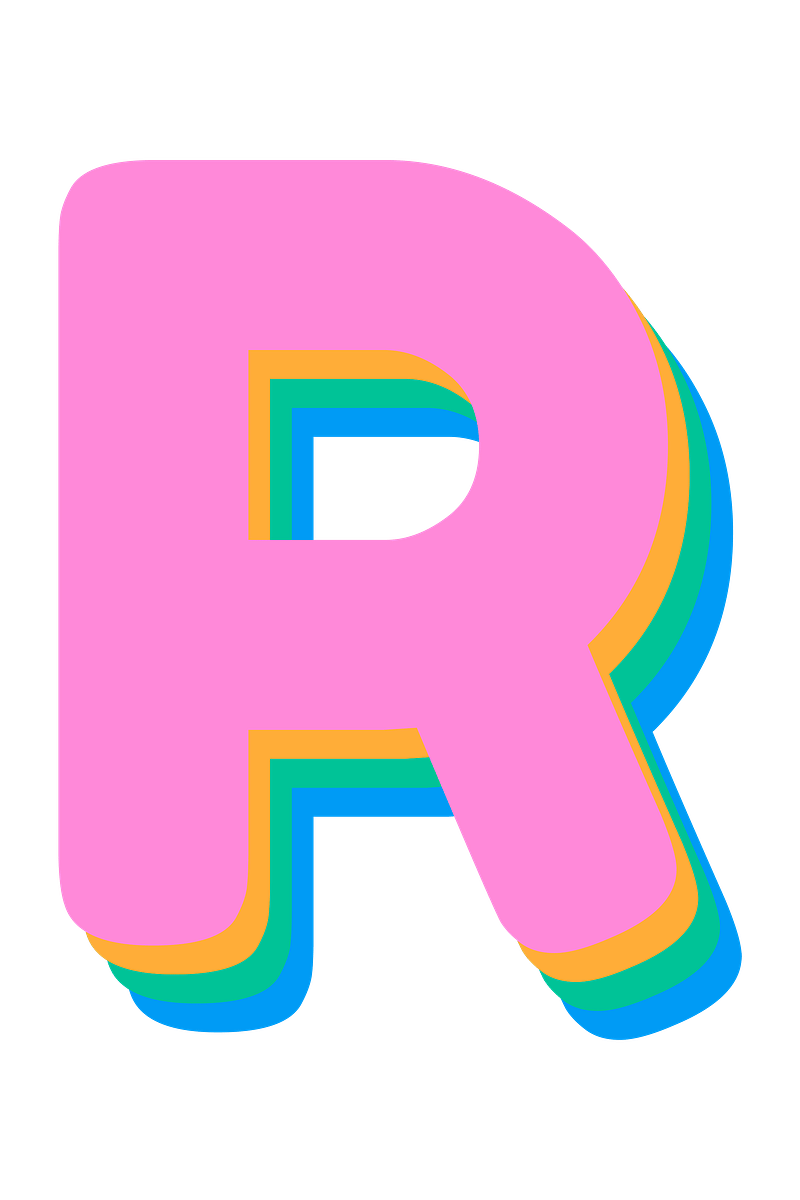 Colorful R In Bubble Letters